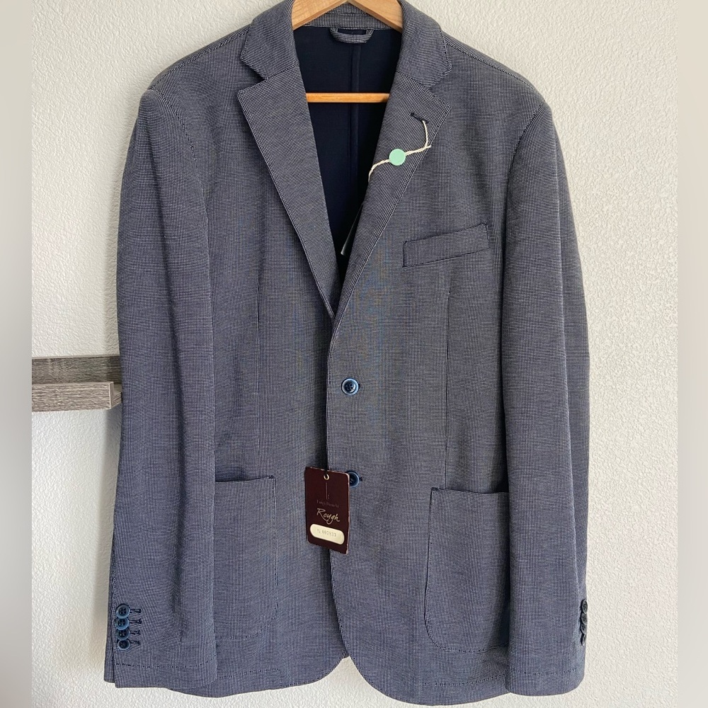 Luigi Bianchi Rough slim blue cotton blazer unstructured